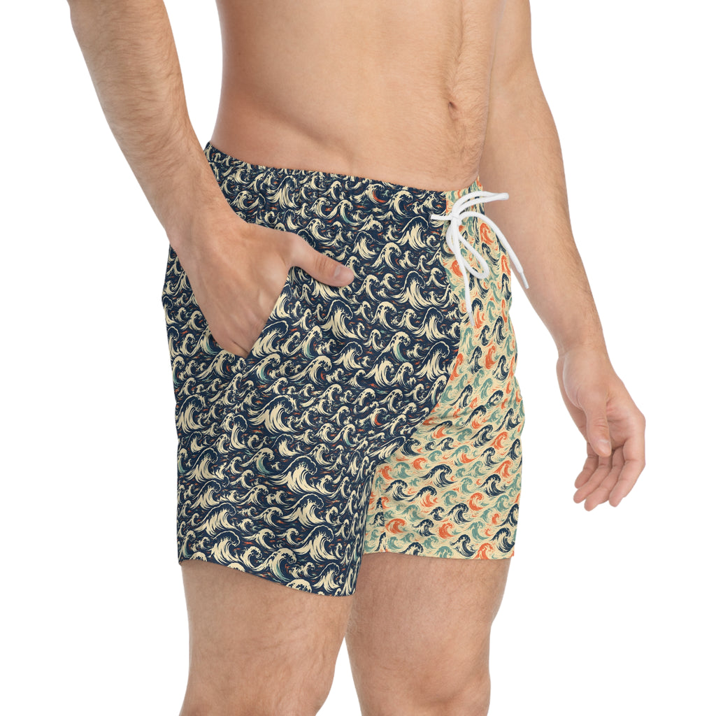 Retro Sunset Style Swim Trunks