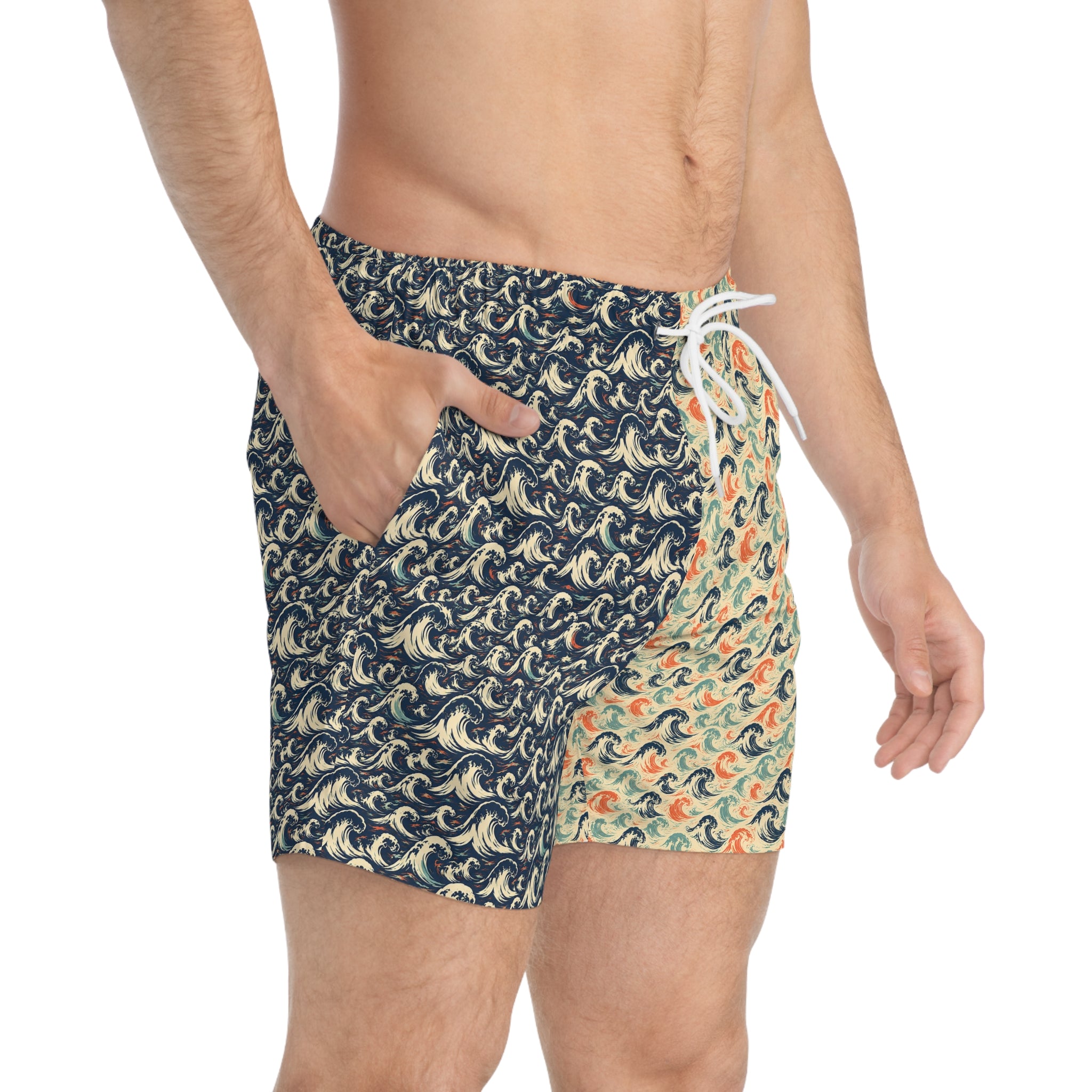 Retro Sunset Style Swim Trunks