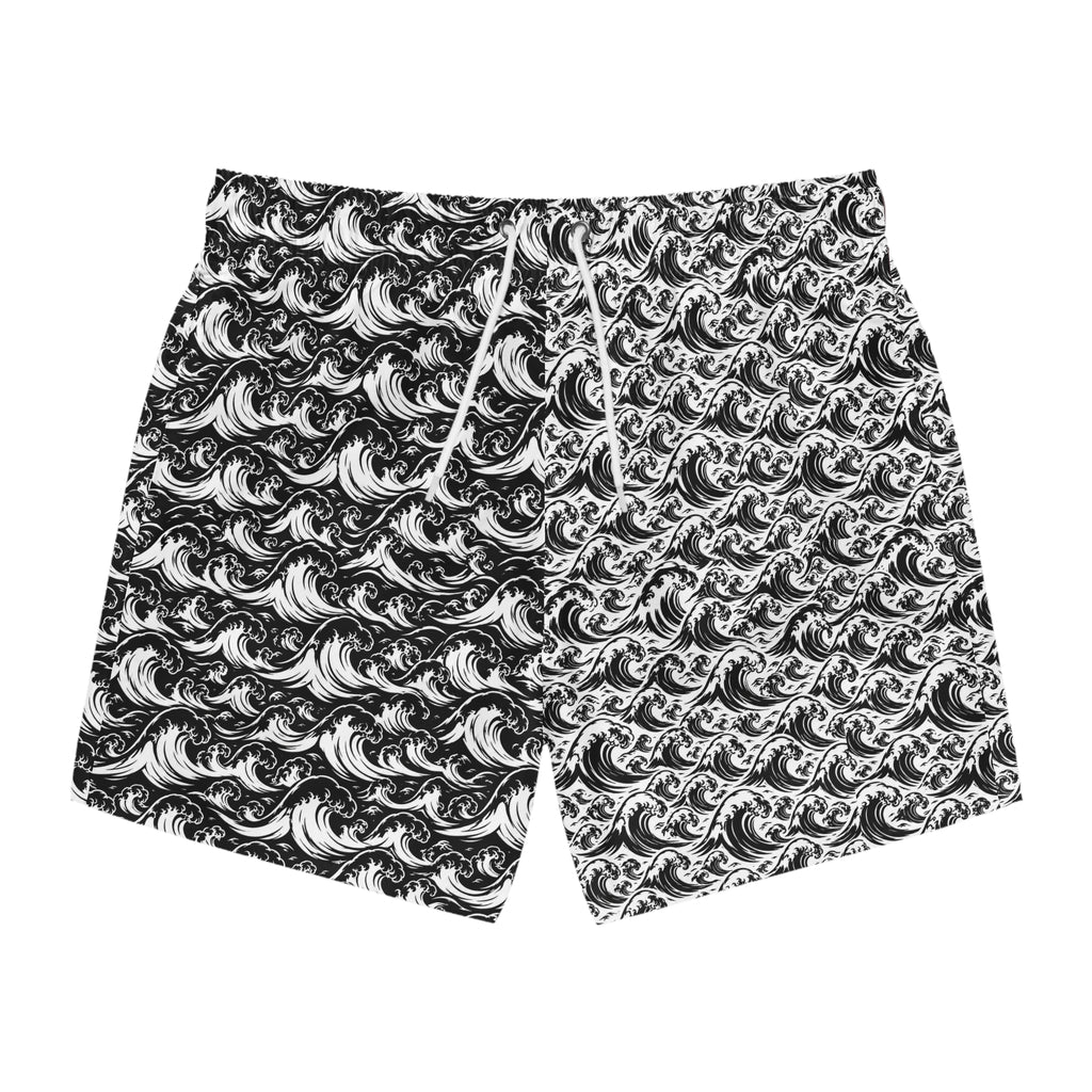 White and Black Style Men's Swimwear