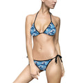Blue Ocean Wave Print Triangle Bikini
