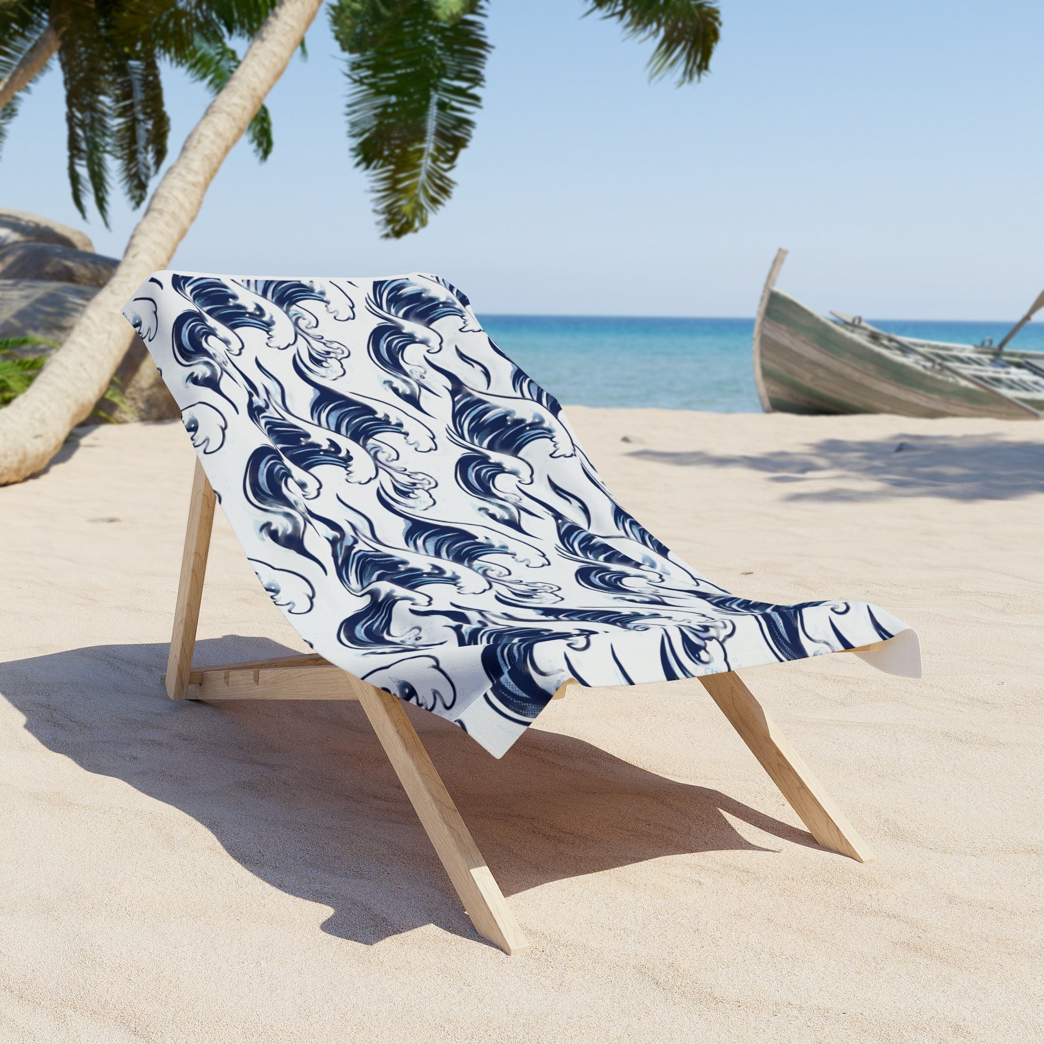 SplashDrop Beach Towel — Navy Wave