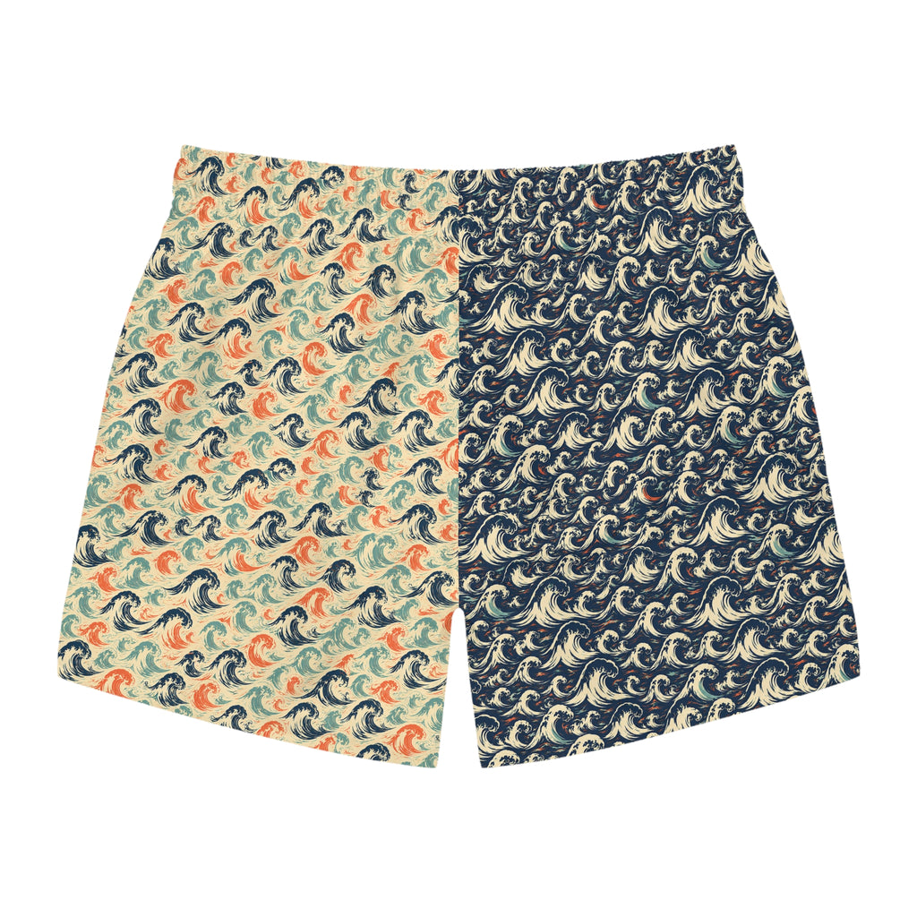 Retro Sunset Style Swim Trunks