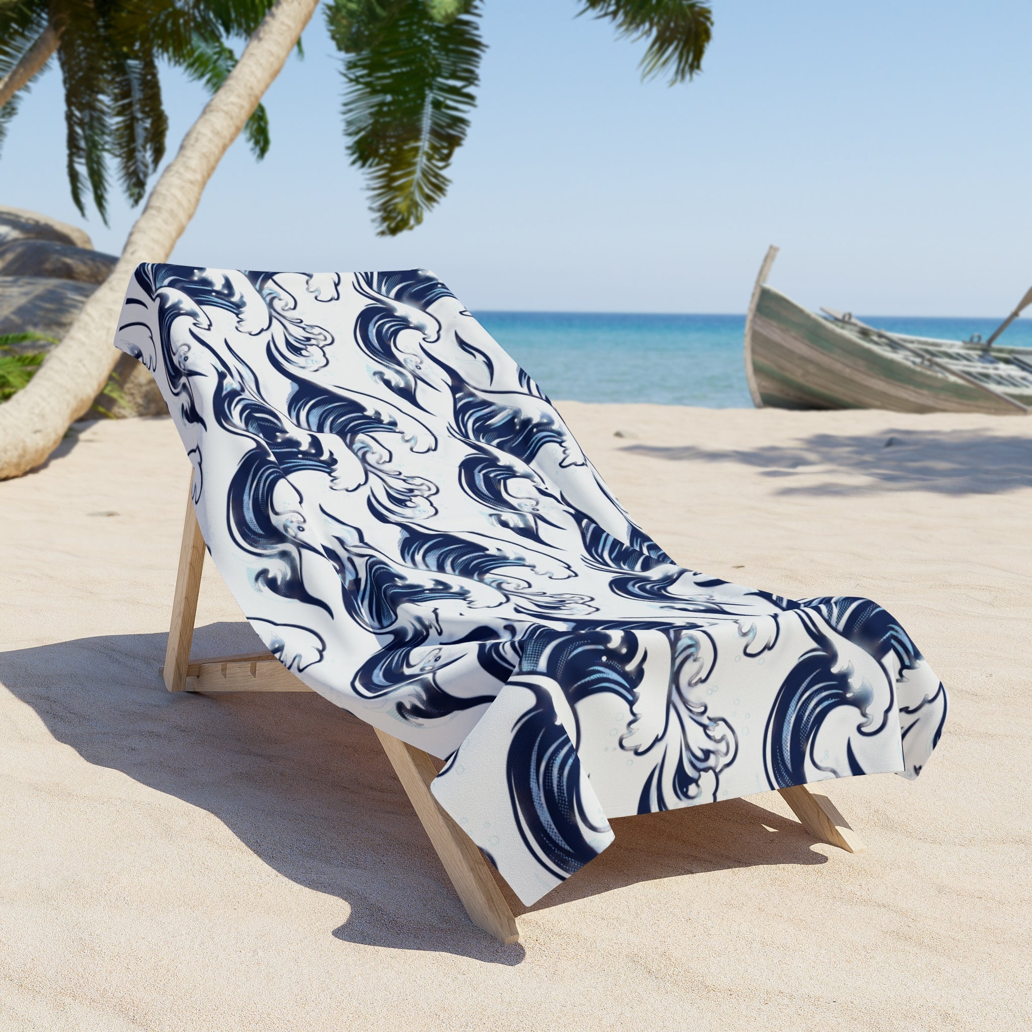 SplashDrop Beach Towel — Navy Wave